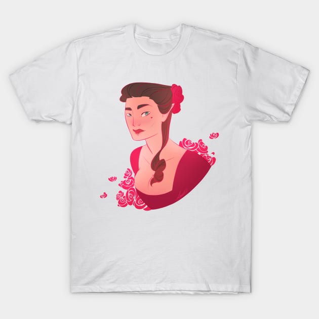 Rose red T-Shirt by LucyDoesArt
